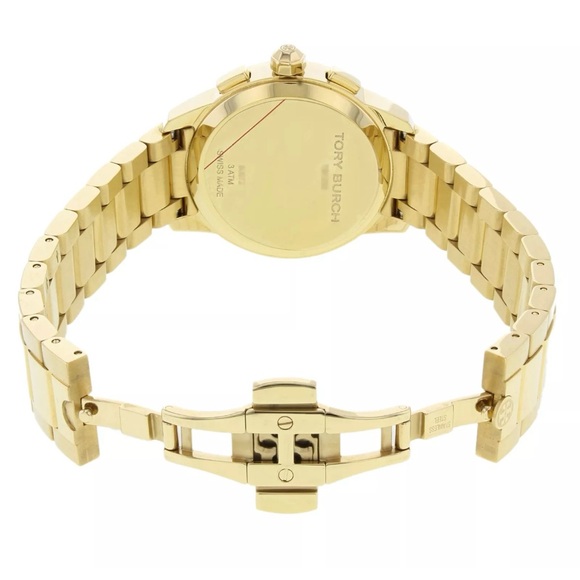 Tory Burch ♡ Collins Chronograph Gold Tone Stainless Steel Watch - Picture 14 of 15